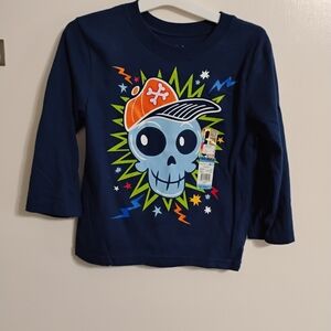 Garanimals Navy Blue Long-Sleeve Skull Graphic Tee
